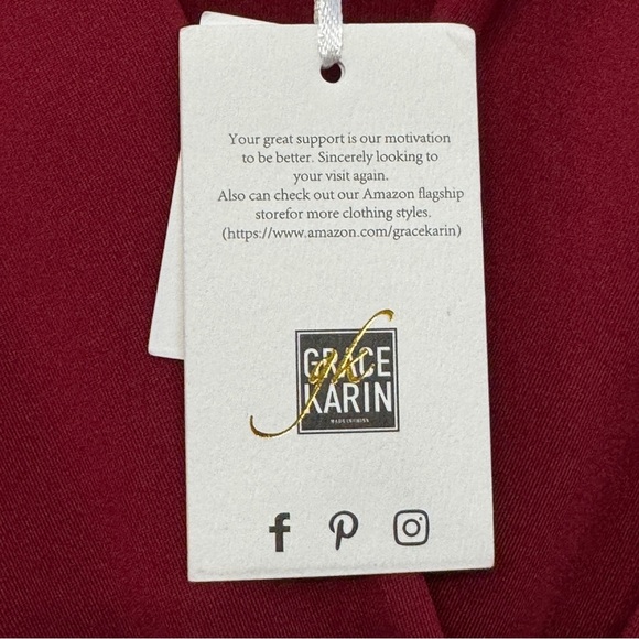 Grace Karin Garnet Red Draped Faux Wrap Ruched Cocktail Dress L NWT - Picture 4 of 7